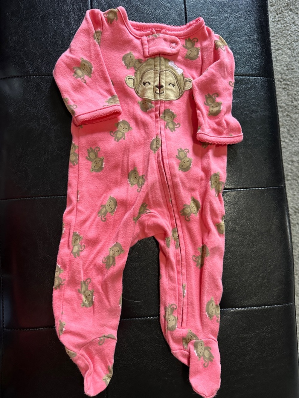 Child Of Mine Girls Pink/Salmon color Monkey Footed One-Piece Sleeper - Newborn